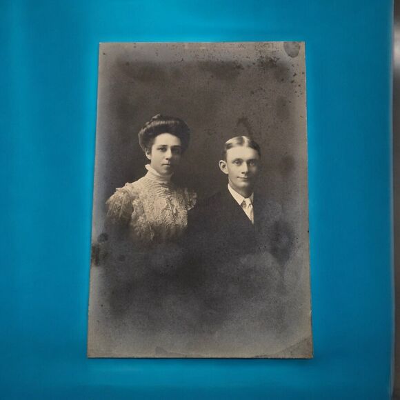 Edwardian Lace Wedding Dress Aunt Ines & Uncle Eldon 1909 June Wedding Picture - Picture 1 of 4